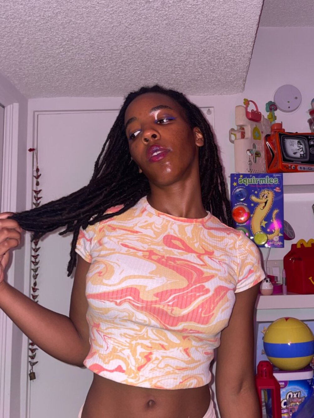 Y2K Marble Swirl Baby Summer Crop Top